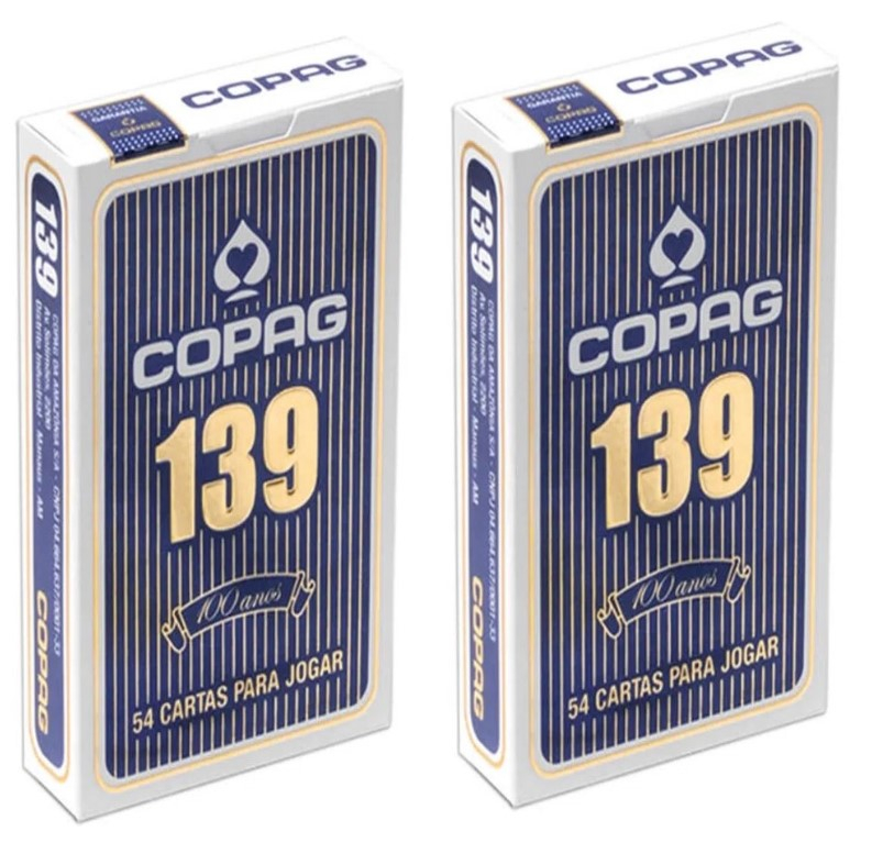 Baralho Copag 139 Naipe Tradicional Azul Kit Com 02