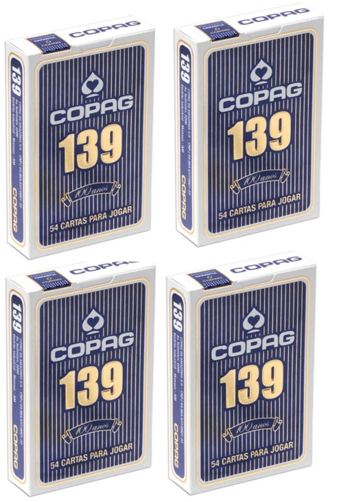 Baralho Copag 139 Naipe Tradicional Azul Kit Com 04