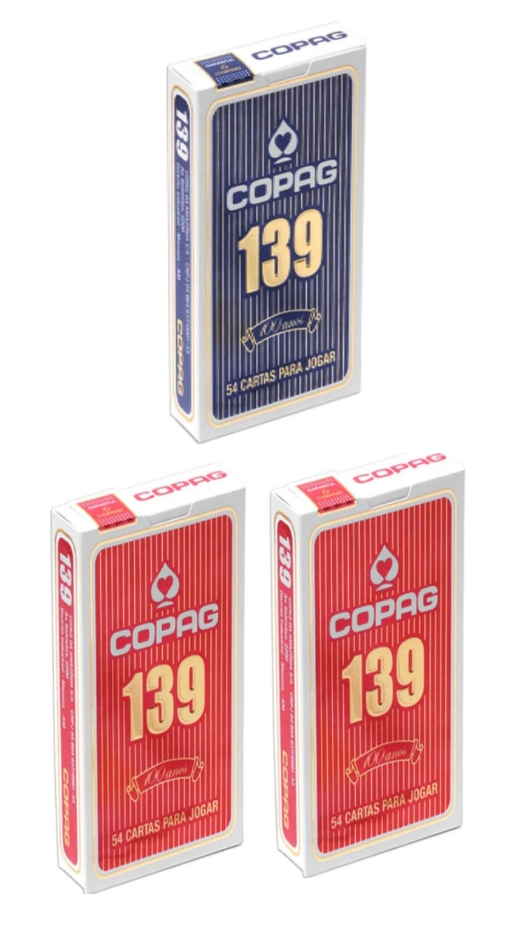 Baralho Copag 139 Naipe Tradicional Kit: 2Xvermelho E 1Xazul