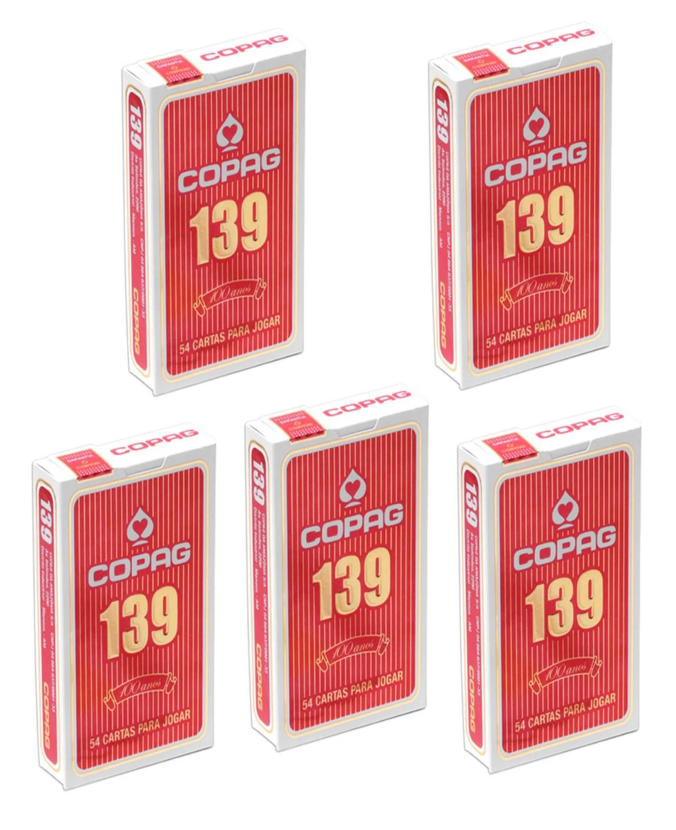 Baralho Copag 139 Naipe Tradicional Vermelho Kit Com 05