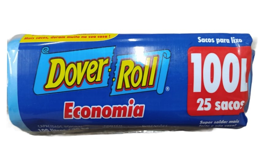 Saco Para Lixo Dover Roll Economia 100L Azul Com 25 Unidades