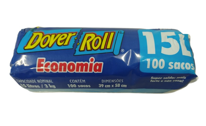 Saco Para Lixo Dover Roll Economia 15L Azul Com 100 Unidades