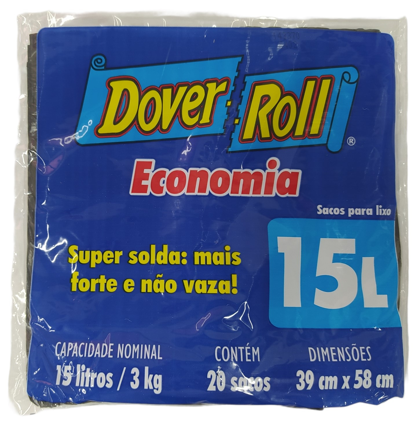 Saco Para Lixo Dover Roll Economia 15L Preto Com 20 Unidades