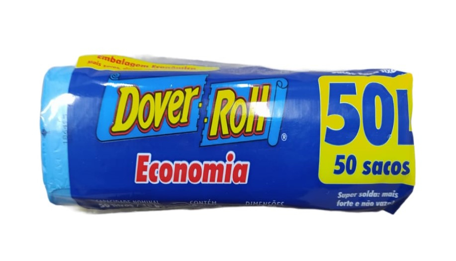 Saco Para Lixo Dover Roll Economia 50L Azul Com 50 Unidades