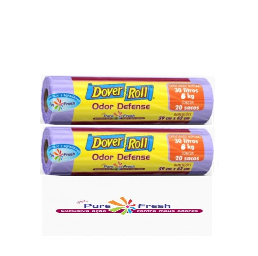 Sacos Para Lixo Odor Defense Dover Roll 30L 20 Unid Kit C/02