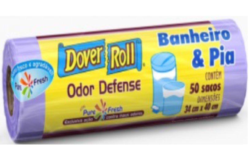 Sacos Para Lixo Odor Defense Dover Roll Banheiro E Pia 50Uni