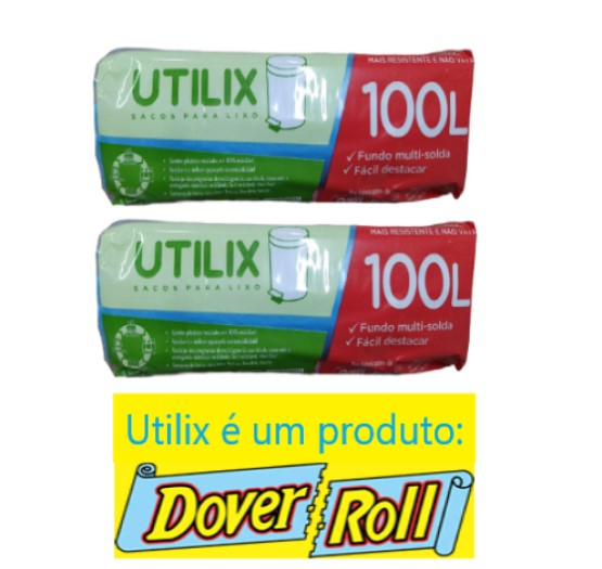 Sacos Para Lixo Utilix Dover Roll 100L Azul 25 Unid Kit C/02