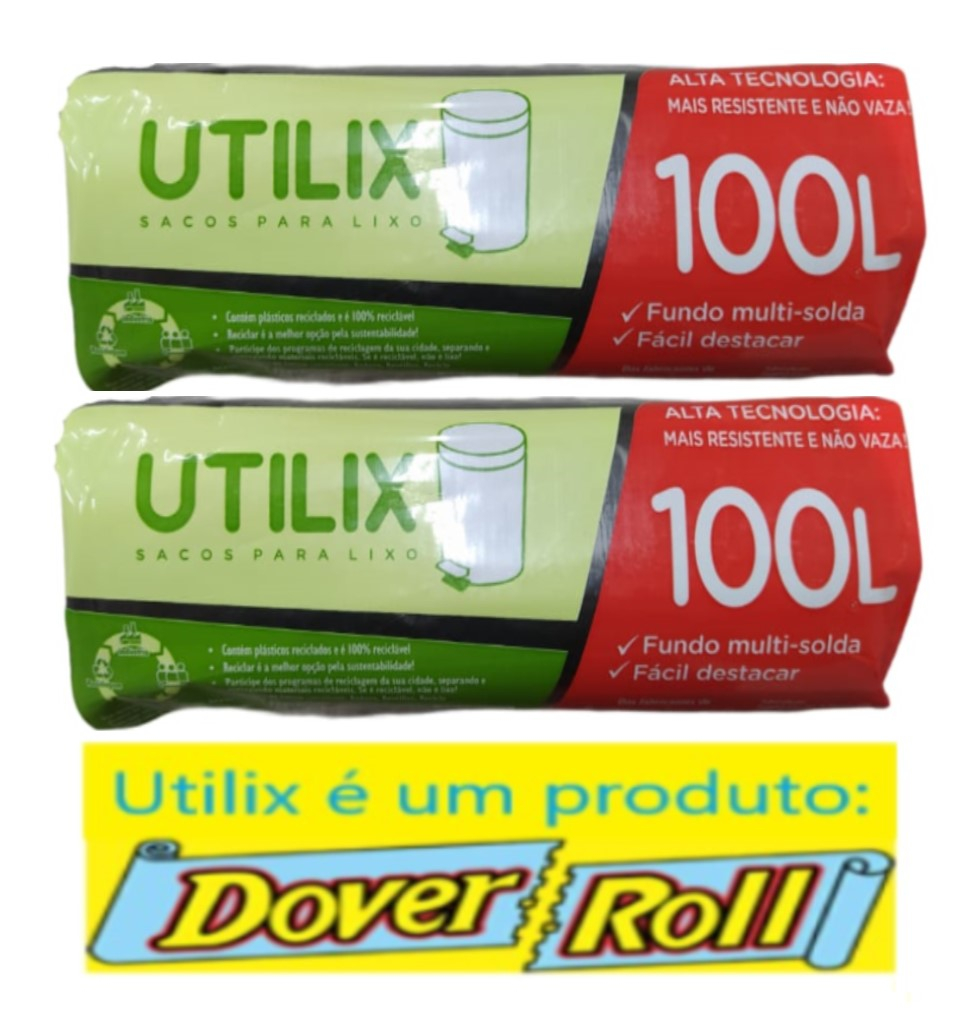 Sacos Para Lixo Utilix Dover Roll 100L Preto 25Un Kit Com 02