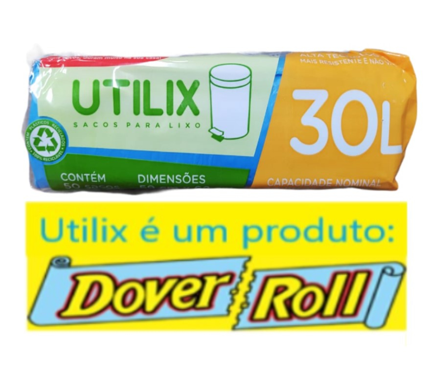 Sacos Para Lixo Utilix Dover Roll 30L Azul 50 Unidades