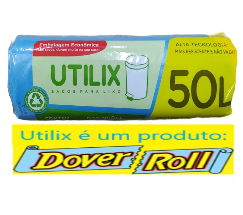 Sacos Para Lixo Utilix Dover Roll 50L Azul C/50 Unidades